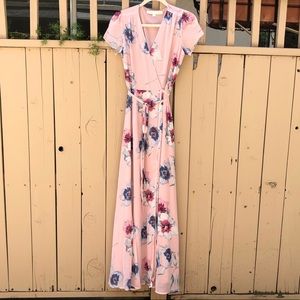 Yumi Kim- Anthro pink maxi floral dress